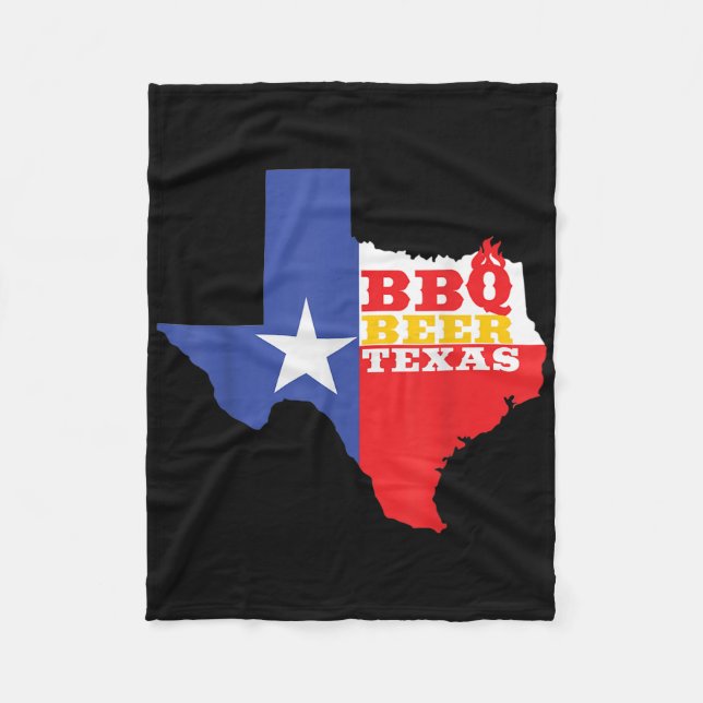 Texas Flag Map Summer Barbecue Funny Beer Bbq Love Fleece Blanket (Front)