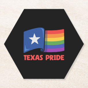 Texas Flag Rainbow Design for proud LGBT+ Texans Paper Coaster