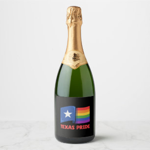 Texas Flag Rainbow Design for proud LGBT+ Texans Sparkling Wine Label