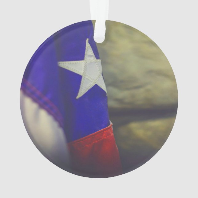 Texas Flag Rustic Lone Star State USA Ornament (Back)