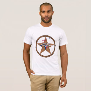 Texas Flag Steer Head With Rope And Star T-Shirt