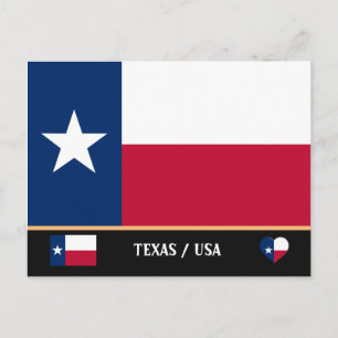 Texas Flag & Texas State USA /America Postcard