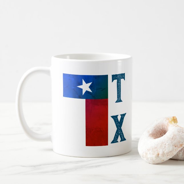 Texas Flag (vertical) Coffee Mug (With Donut)