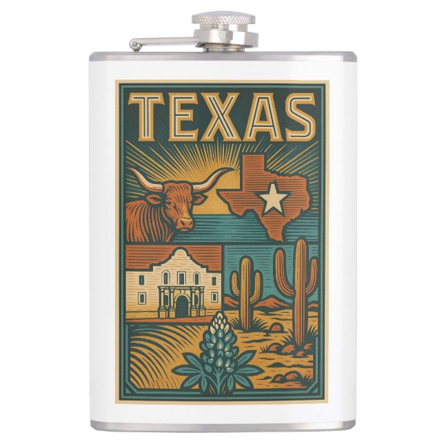 Texas Flask – Stainless Steel Pocket Flask  (Front)