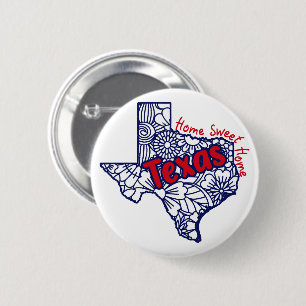 Texas Floral Doodles 6 Cm Round Badge