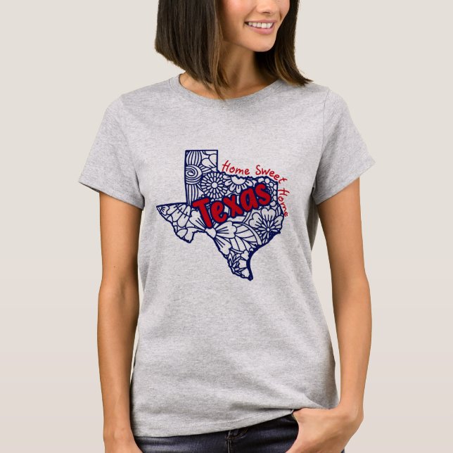Texas Floral Doodles   T-Shirt (Front)