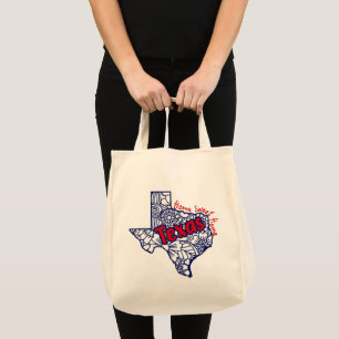 Texas Floral Doodles Tote Bag