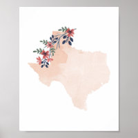 Texas Floral Watercolor State