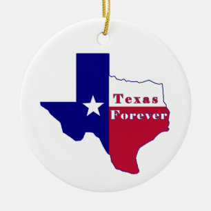 Texas Forever Flag Map Ceramic Tree Decoration