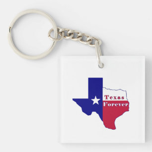 Texas Forever Flag Map Key Ring