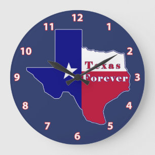 Texas Forever Flag Map Large Clock
