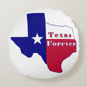 Texas Forever Flag Map Round Cushion