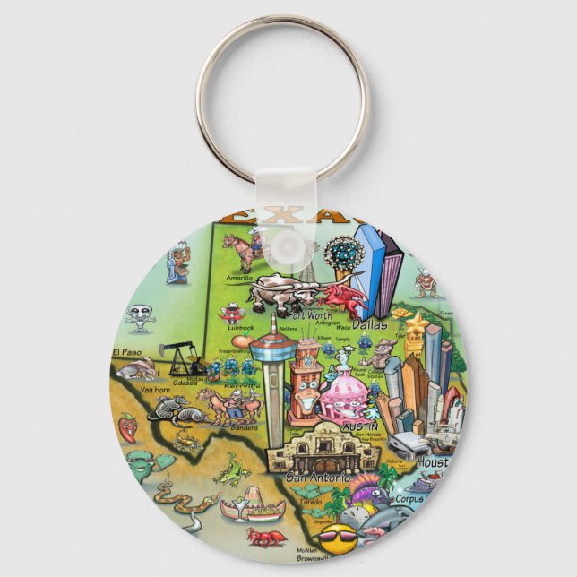 Texas Fun Map Key Ring (Front)