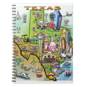 Texas Fun Map Spiral Notebook
