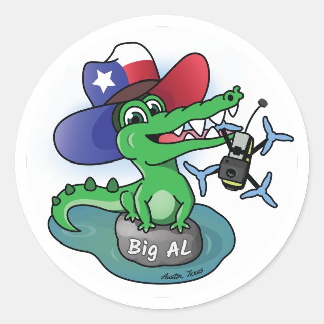 Texas Gator Catches Drone Classic Round Sticker (Front)