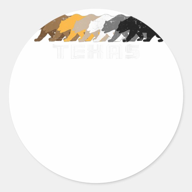 Texas Gay Bear Distressed  Classic Round Sticker (Front)