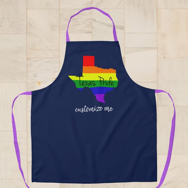 Texas Gay Pride Rainbow Custom Navy Blue Apron (Creator Uploaded)