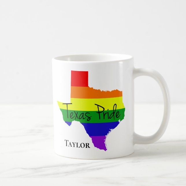 Texas Gay Pride Rainbow LGBTQ Monogram Coffee Mug (Right)