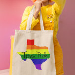 Texas Gay Pride Rainbow Tote Bag<br><div class="desc">Texas filled in with a beautiful rainbow. Great gay pride tote bag gift for an Austinite or LGBT Texan.</div>