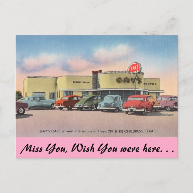 Texas, Gay's Cafe, Childress Postcard (Front)