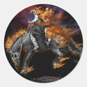 Texas Ghost Rider Classic Round Sticker