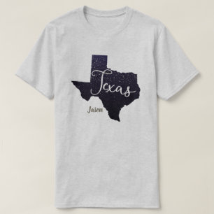 Texas Glitter State Shape T-Shirt