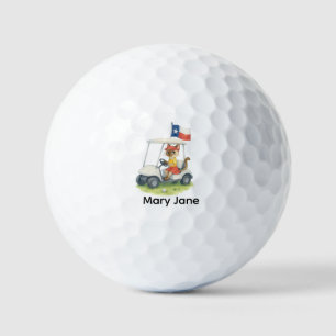 Texas Golfer drive golf cart with flag of Texas Balls