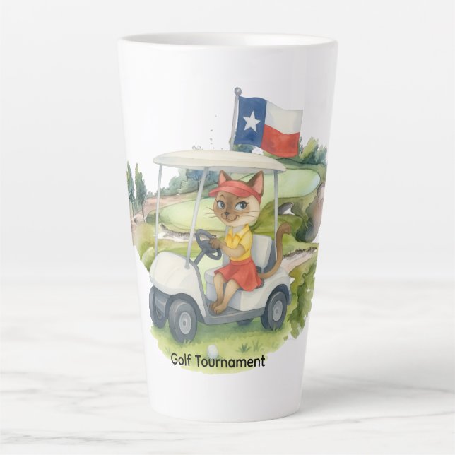 Texas golfer driving golf cart  latte mug (Front)