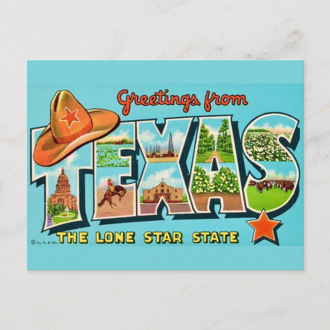 Texas Greeting Vintage Postcard (Front)
