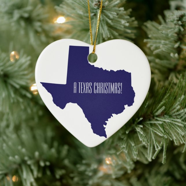 Texas Heart Personalized Christmas Ceramic Tree Decoration (Tree)