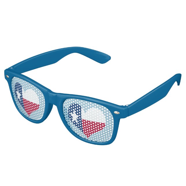 Texas Heart Shaped Flag Retro Sunglasses (Angled)