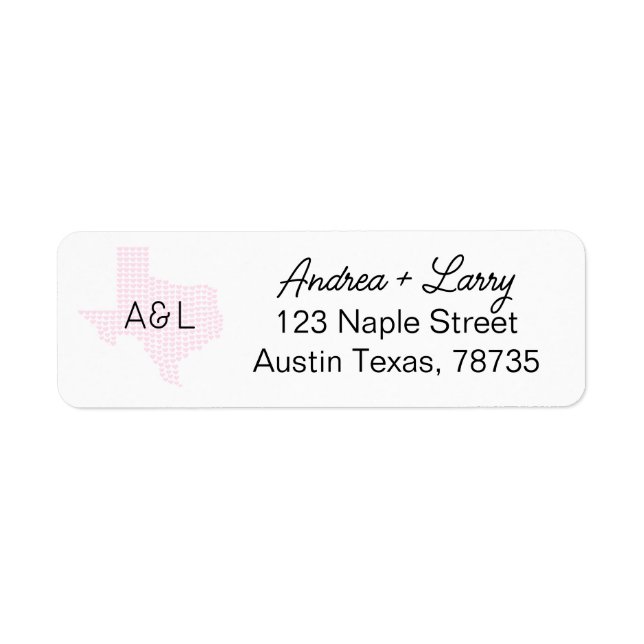 Texas Hearts Wedding Return Address Labels (Front)