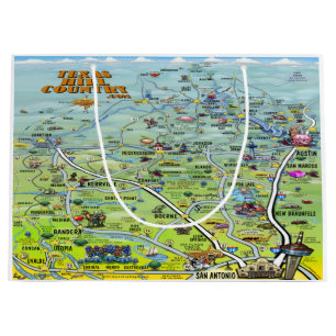 Texas Hill Country Cartoon Map Large Gift Bag