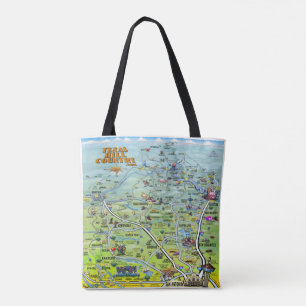 Texas Hill Country Cartoon Map Tote Bag