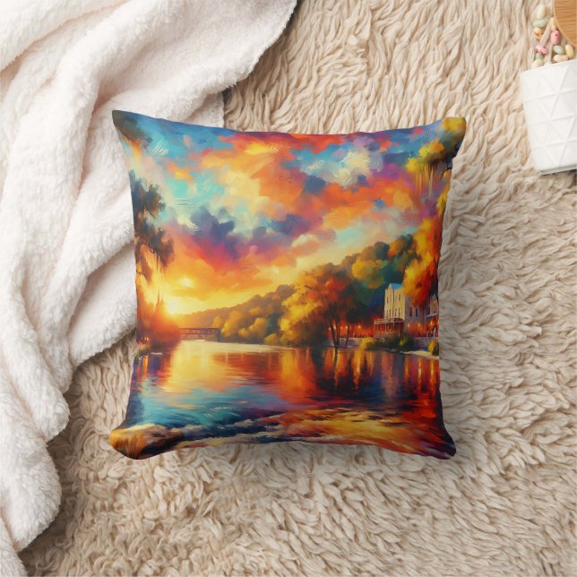 “Texas Hill Country: River Sunset" Cushion (Blanket)
