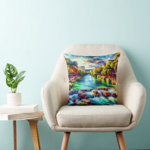 “Texas Hill Country: Tranquil River" Cushion