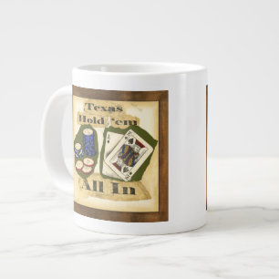 Texas Hold 'Em Hand with King and Ace Large Coffee Mug