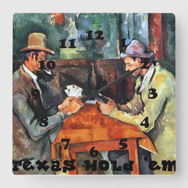 Texas Hold ‘em Poker Square Wall Clock (Front)