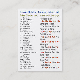 Texas Holdem Online Poker Pal Business Card