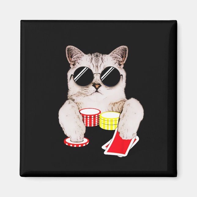 Texas Holdem Poker Cat  Magnet (Front)