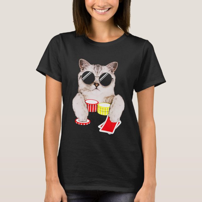 Texas Holdem Poker Cat  T-Shirt (Front)