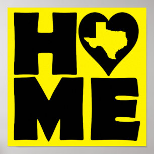 Texas Home Heart State Poster Sign