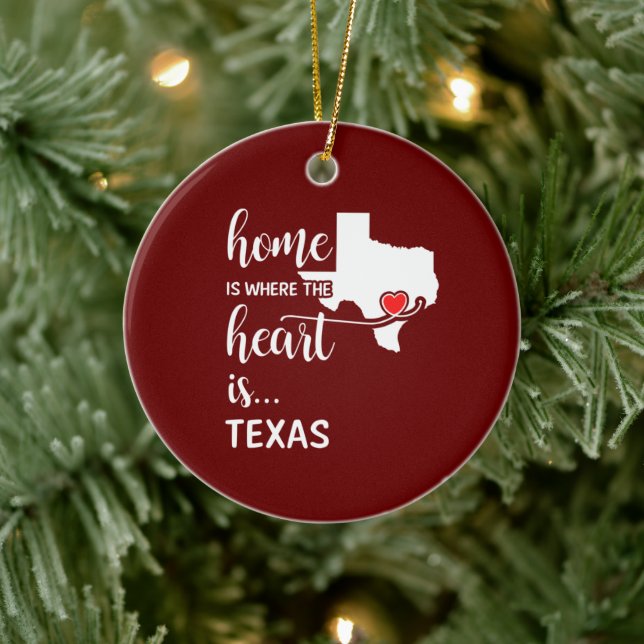 Texas home is where the heart is ceramic tree decoration (Tree)