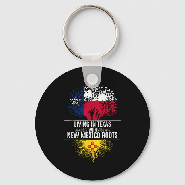 Texas Home New Mexico Roots State Tree Flag Love G Key Ring (Front)