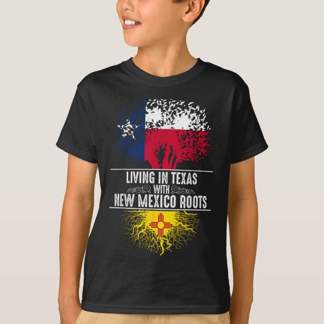 Texas Home New Mexico Roots State Tree Flag Love G T-Shirt (Front)