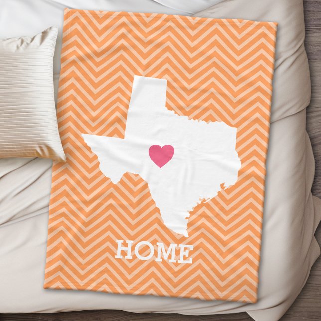 Texas Home State Love with Optional Custom Heart Fleece Blanket (Texas Personalized Fleece Blanket)