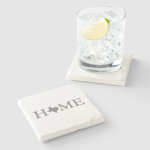 Texas Home State Map Shaped Letter Word Art Grey Stone Coaster
