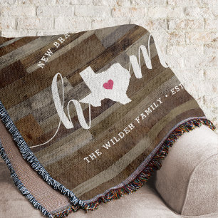 Texas Home State Personalised Wood Look Throw Blanket
