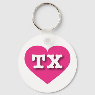 Texas Hot Pink Heart - I love TX Key Ring