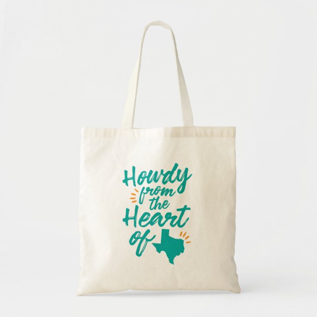 Texas Howdy Tote Bag, Turquoise (Front)